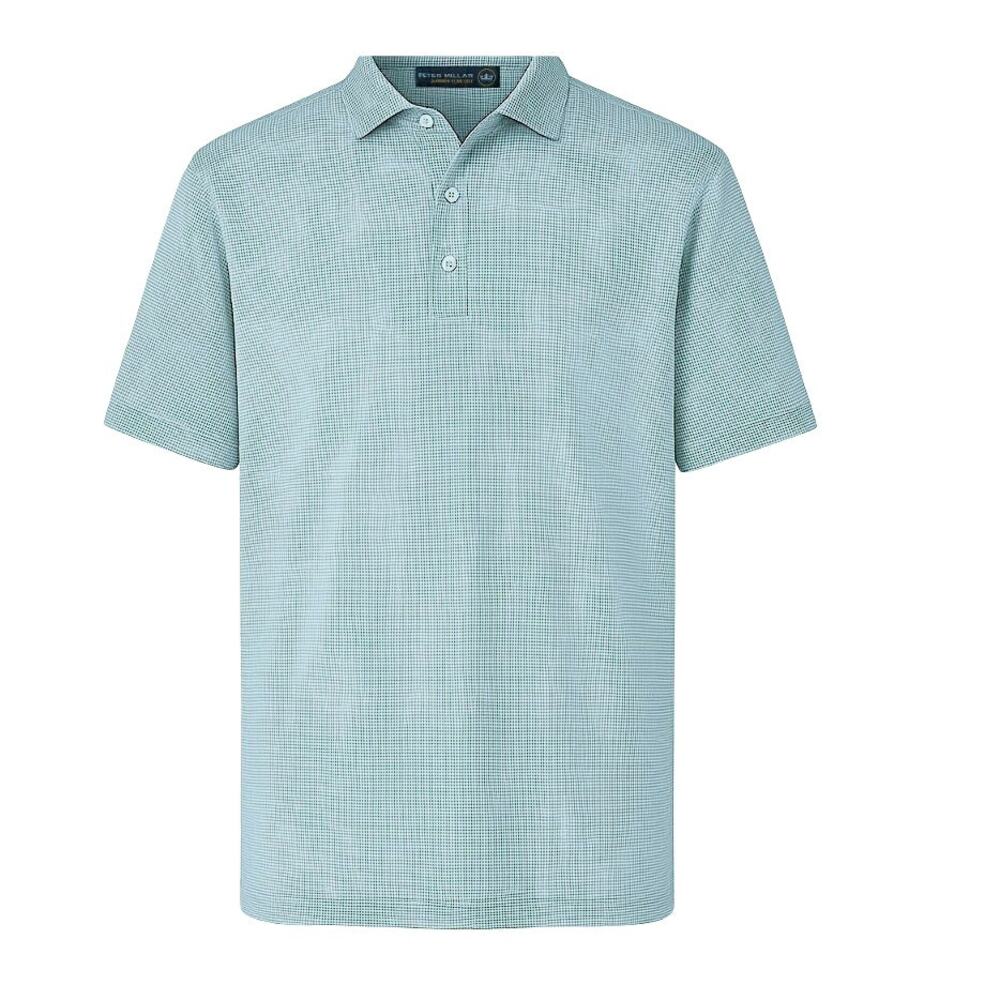 Peter Millar Mint Green Micro-Check Summer Comfort Polo Shirt - Size Large